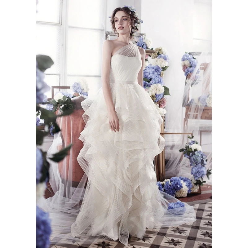 Robe de mariée en tulle Fuffy A-ligne pour femme, robes de mariée élégantes exquises, Rhsexy à plusieurs niveaux, robe de soirée formelle, robe éducative