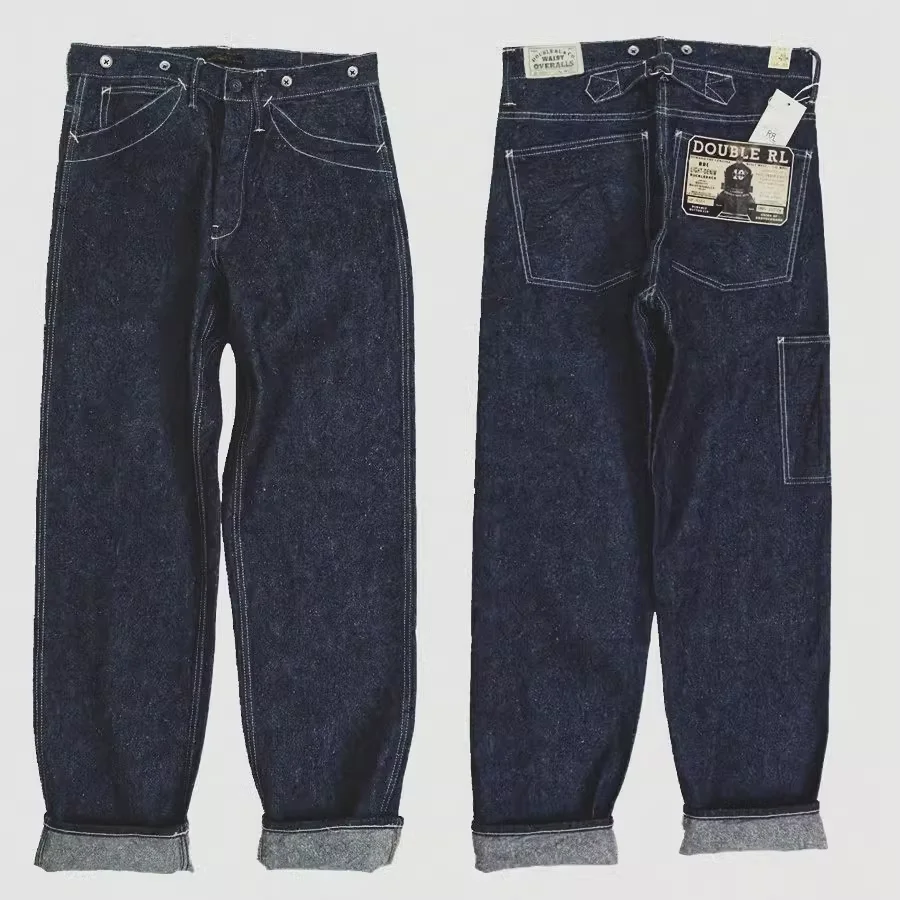 RL Japanese woven selvedge denim 1930s suspender buckle thick HBT snowflake work jeans