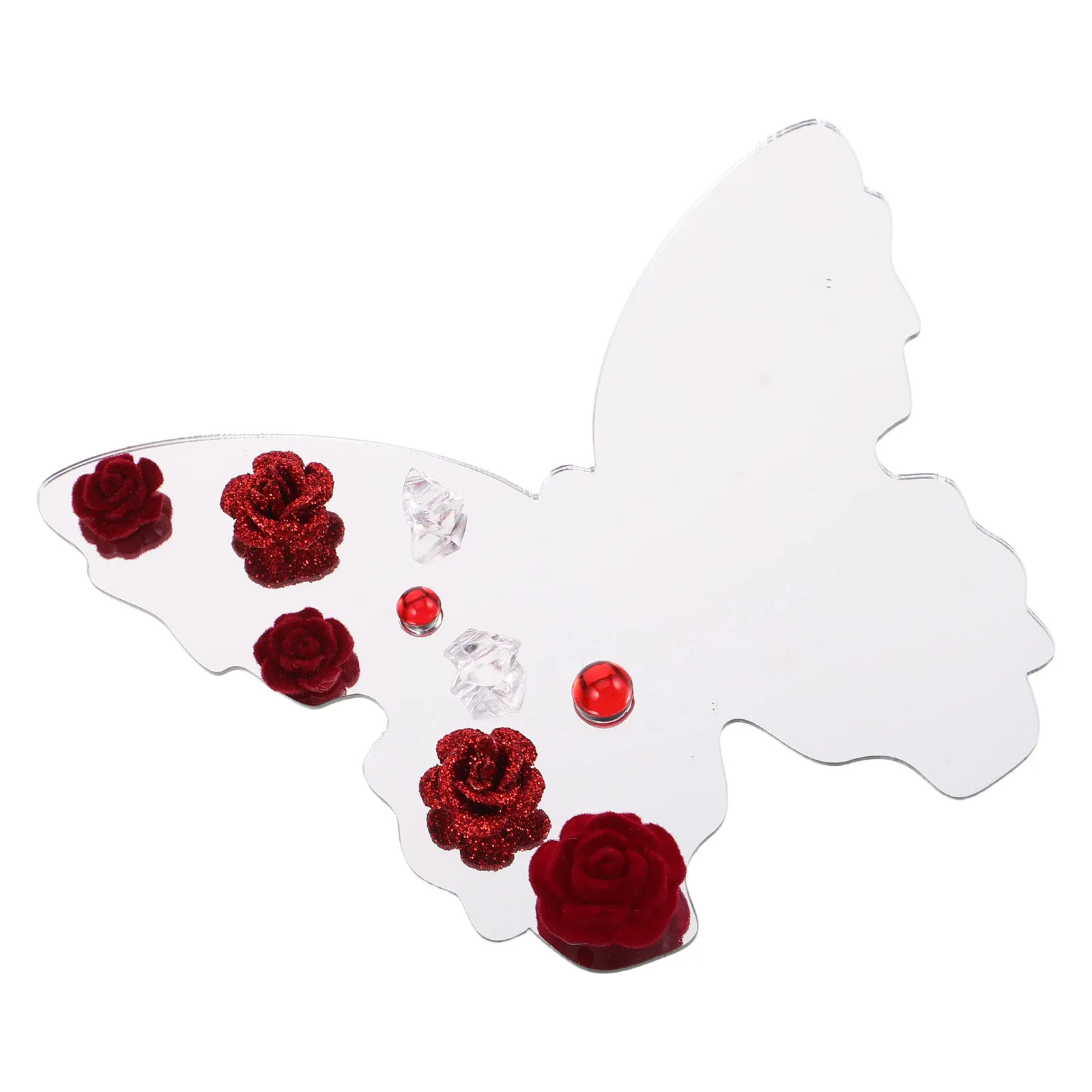 

Cake Decoration Birthday Sign Picks Artificial Rose Decorations Silver Cupcake Topper Acrylic Supplies