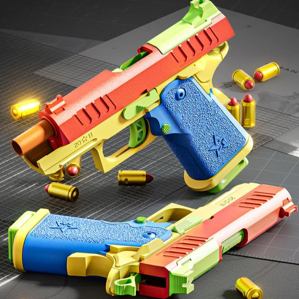 Pistola de Juguete G17/2011 con Sistema de Expulsión de Cartuchos, Disparo Continuo, Airsoft, Blowback, Balas Blandas, para Niños, Regalo de Cumpleaños