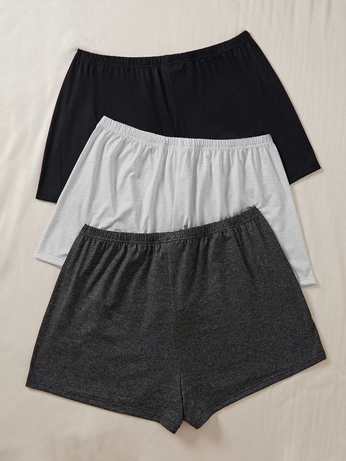 Europäisches Damen-Set in reiner Farbe, Freizeitkleidung, kurzes Set (dreiteilig)