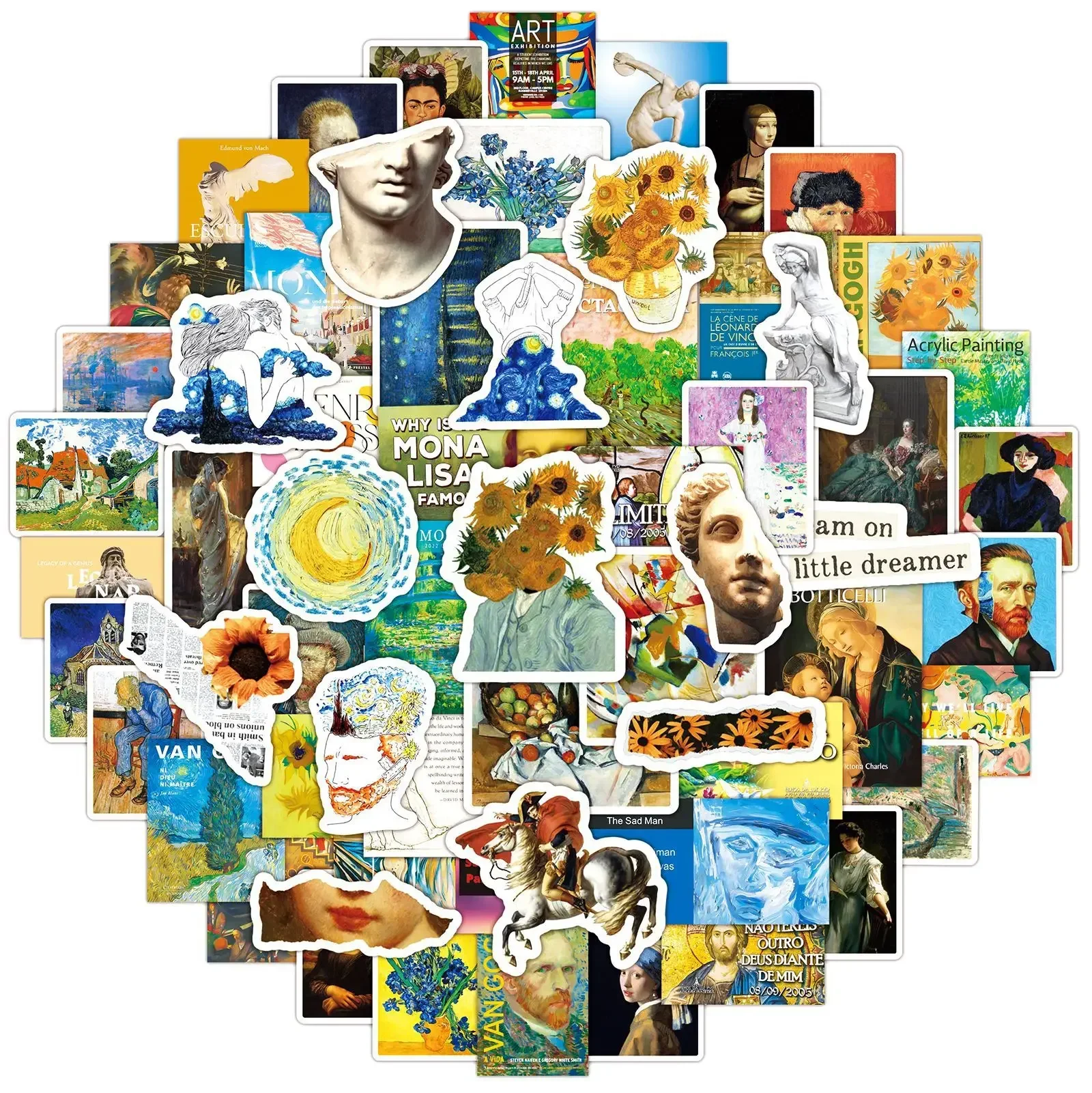 50/100PCS Aesthetic World Painting Artwork Stickers Van Gogh Art Graffiti Sticker DIY Notebook Laptop Waterproof Decal Kids Toy