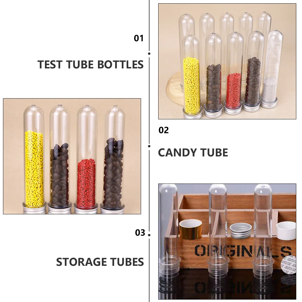 

12pcs Test Tube Bottles Clear PET Storage Tubes for Candy Mask Samples Eco Friendly Reusable Container Small Plastic