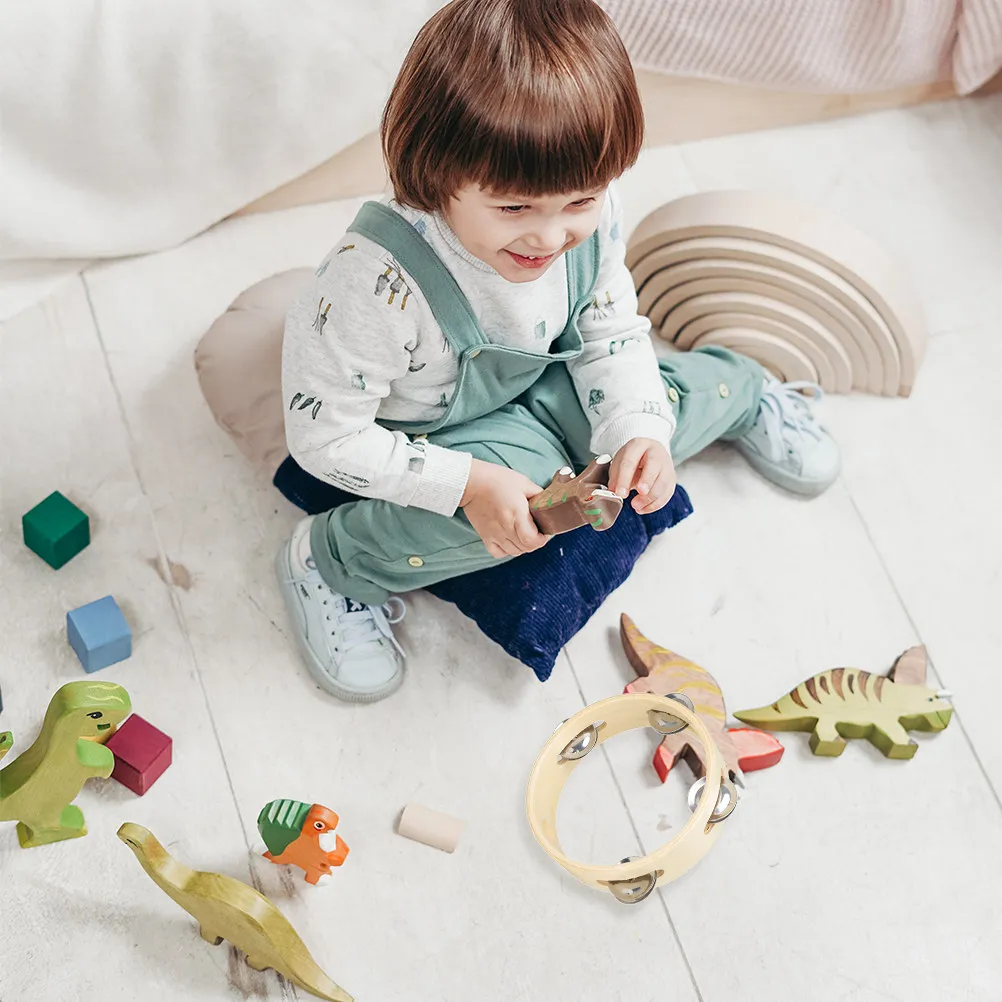 

Пercкуссионный ручной барабан 6 дюймов, деревянный музыкальный инструмент, ручной колокольчик-тамбурин для детей, развивающая игрушка для координации рук и глаз