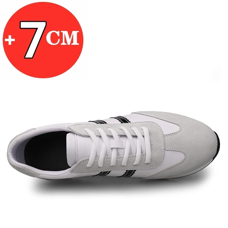 Men Height Increasing Shoes Elevator Sneakers Insole 7cm White Black Shoes Taller Men Leisure Fashion Shoes Lift Sport Shoes