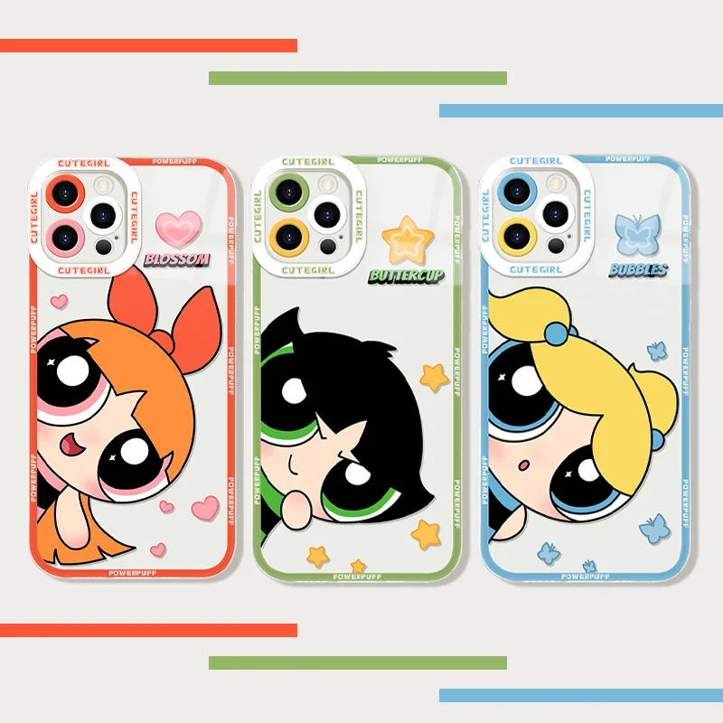Funda transparente anime P-Powerpuff Girls para Xiaomi POCO X8 Pro Max X7 X6 Neo X5 X3 F7 F8 Ultra F6 F5 F3 M8 M7 M6 PRO 4G 5G M5S 2