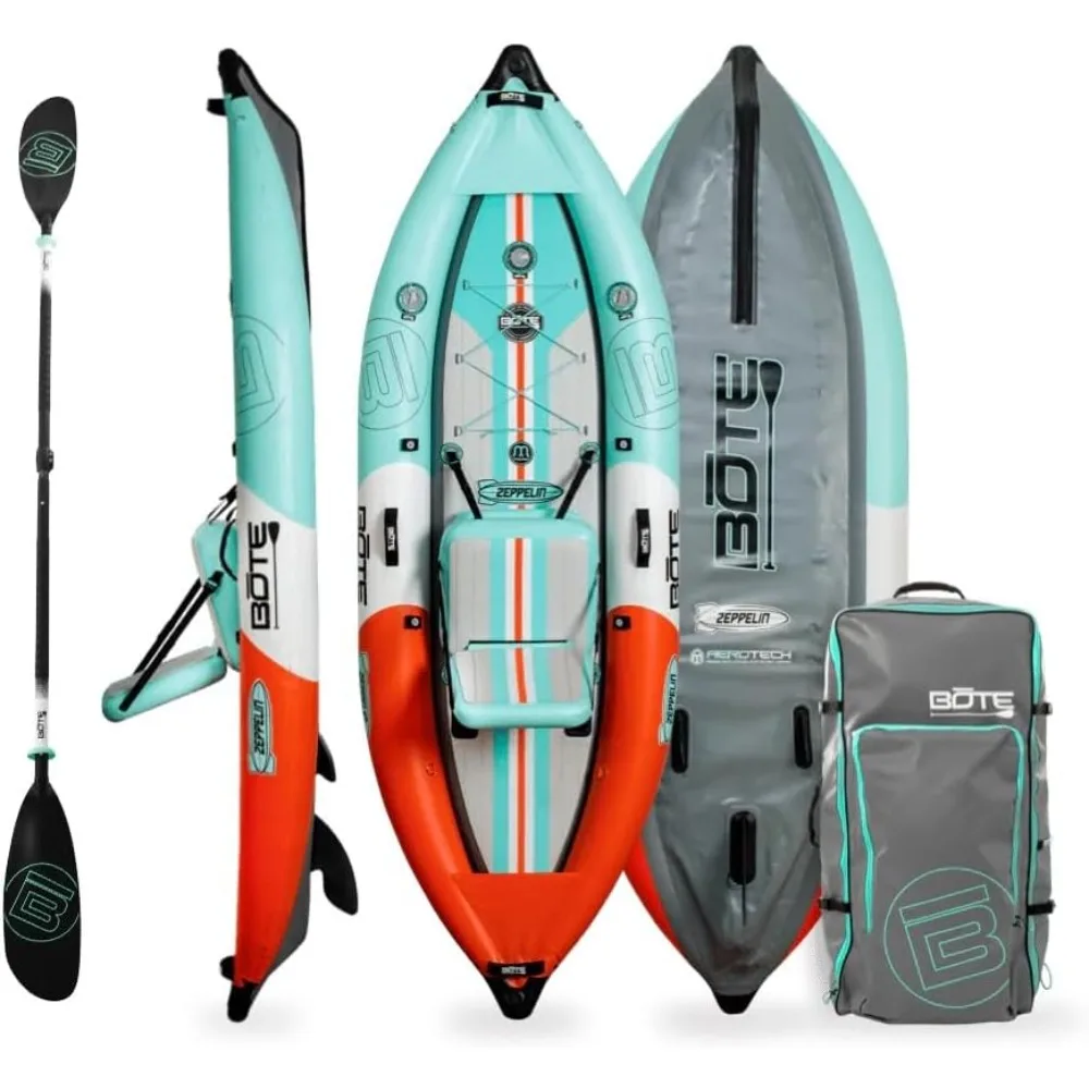 

Zeppelin Aero Inflatable Kayak for Adults & Kids Includes Travel Bag Adjustable Seat 1 Person Single Rider Blow Up Kayaking for