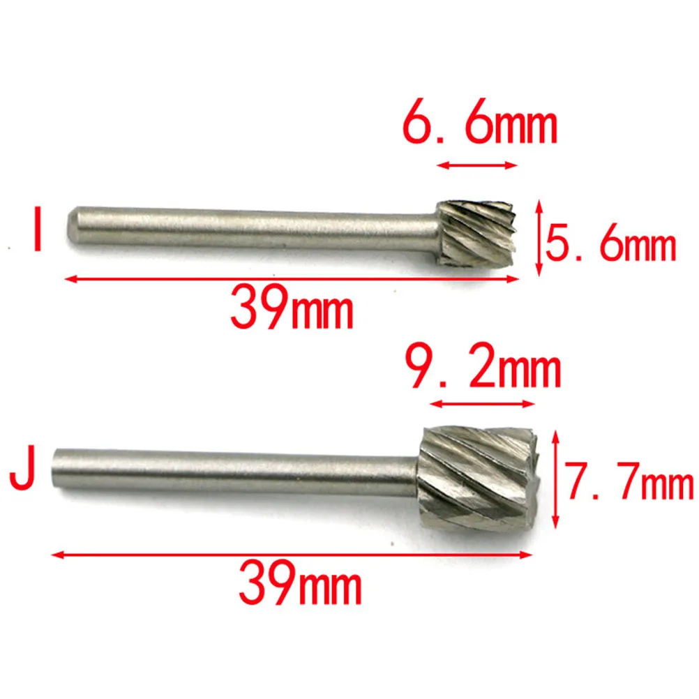 

10 pcs Woodworking Rotary Burr Bits 2.5~3Mm Handle 39Mm Length High Speed Steel Carving Burs For Aluminum Plastic Metal Stone