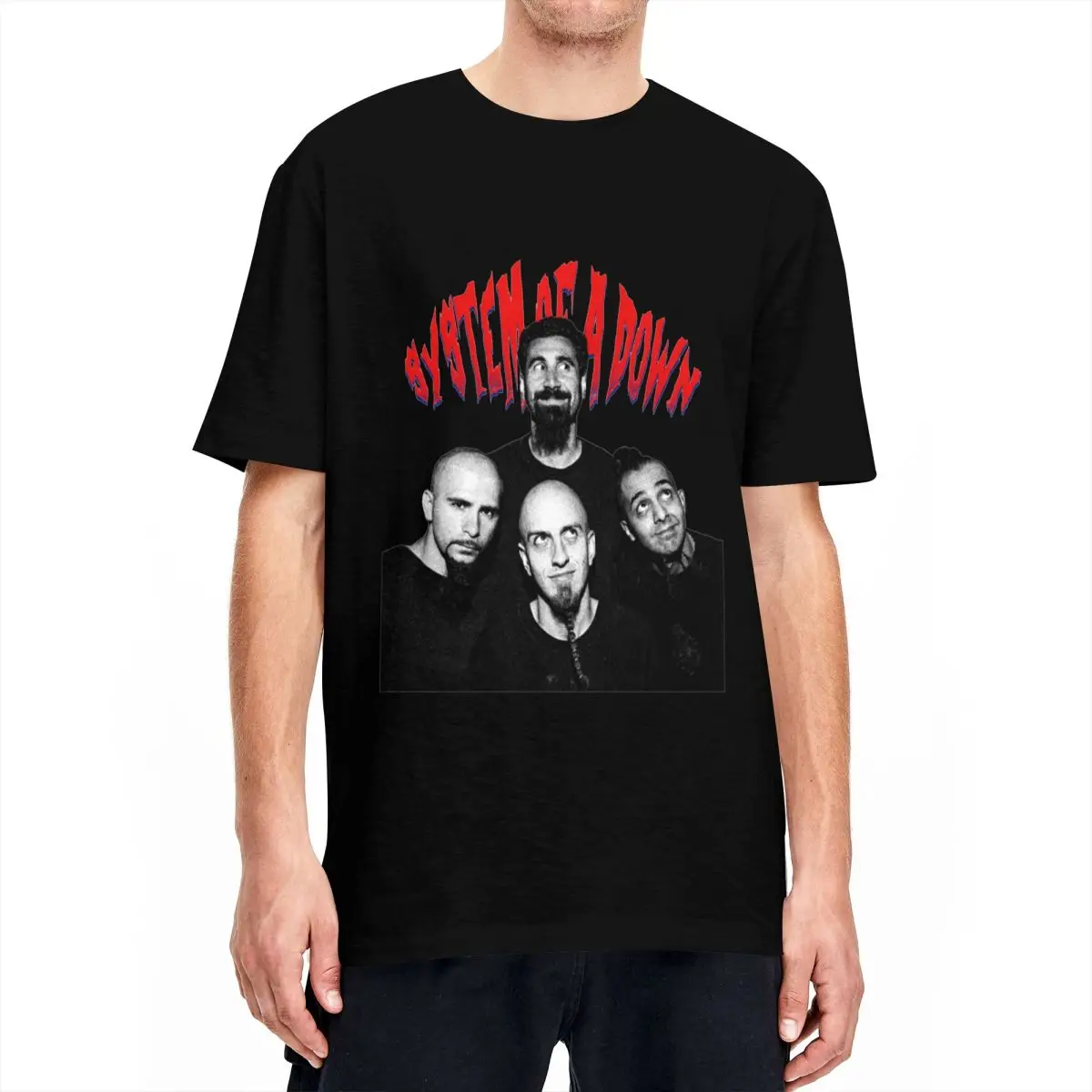 System Of A Down T-Shirt for Men Women Heavy Metal Band Funny Pure Cotton Tees Crew Neck Short Sleeve T Shirts Printing Clothing