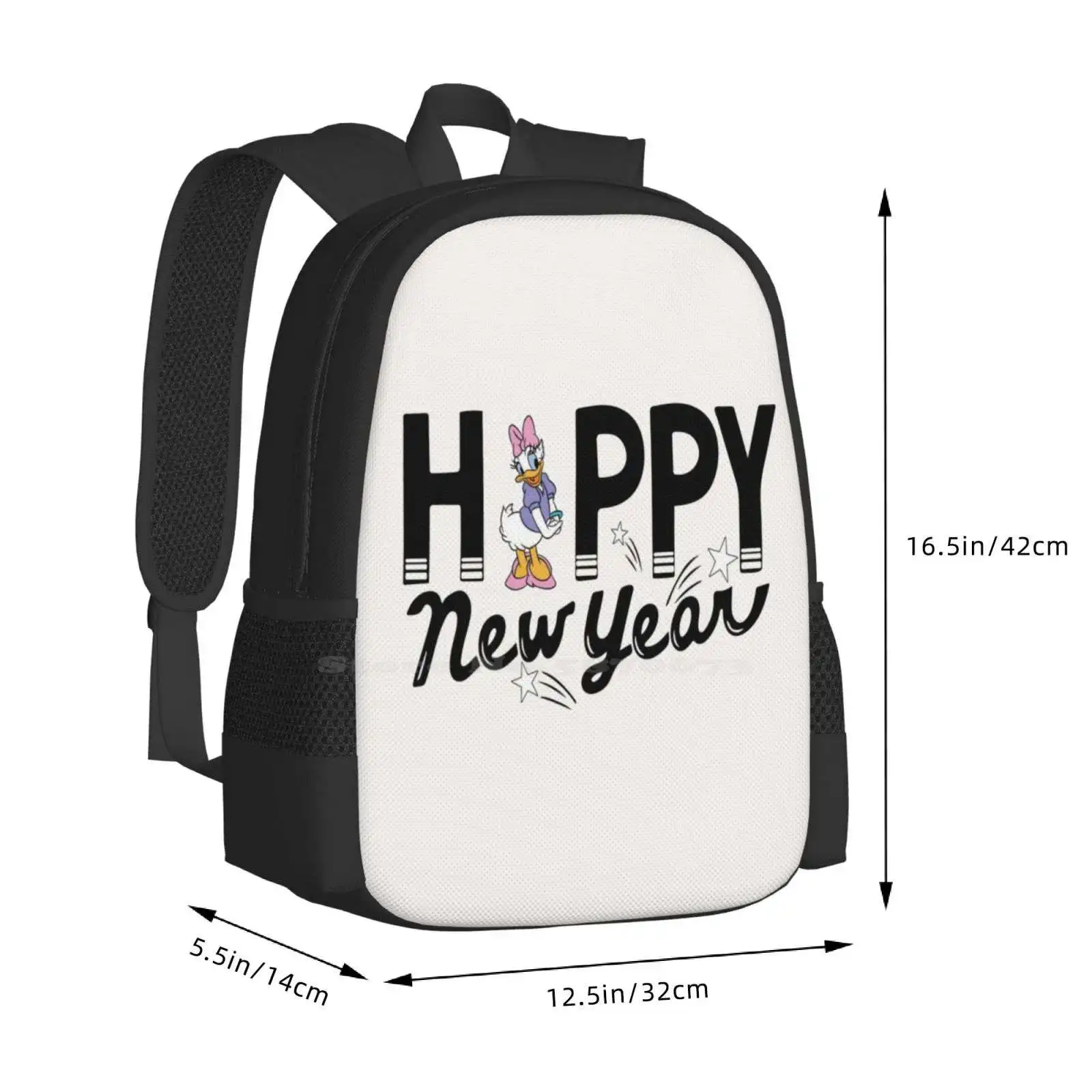 Happy New Year Daisy Duck Pattern Design Bag Student'S Backpack Daisy Duck Cute Daisy New Year Holiday Winter Party Cheer