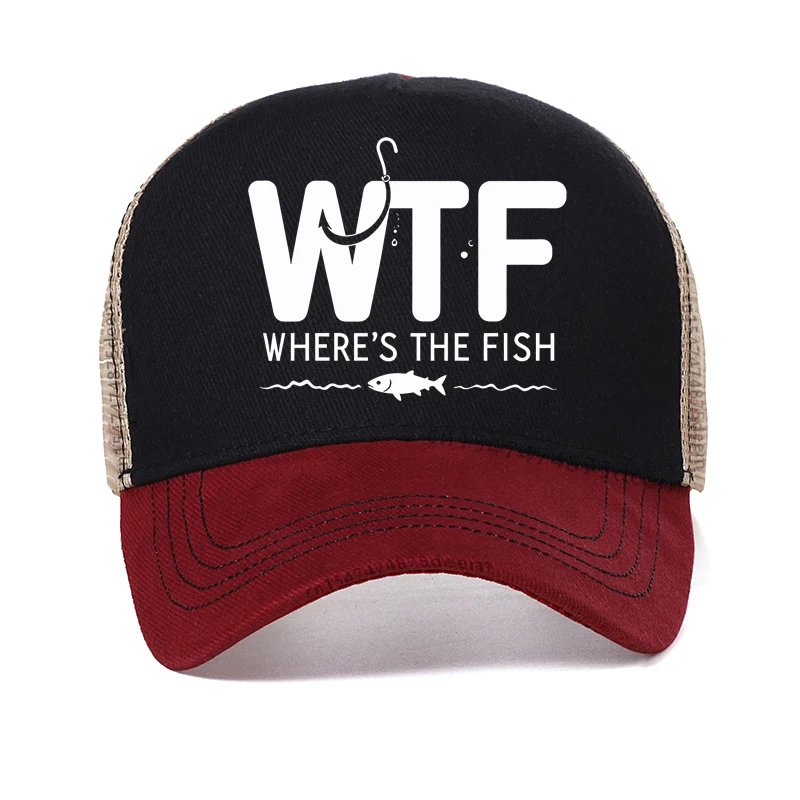 

Funny WTF Where Is The Fish Graphic baseball cap Fishing Fisherman cap Fathers Day Gifts Casual Summer mesh Trucker hat sun hats