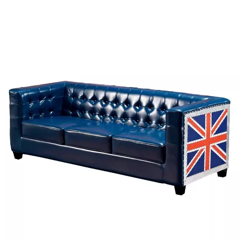 

Industrial style aluminum leather sofa loft club hotel leather art sofa KTV bar restaurant cafe personalized furniture