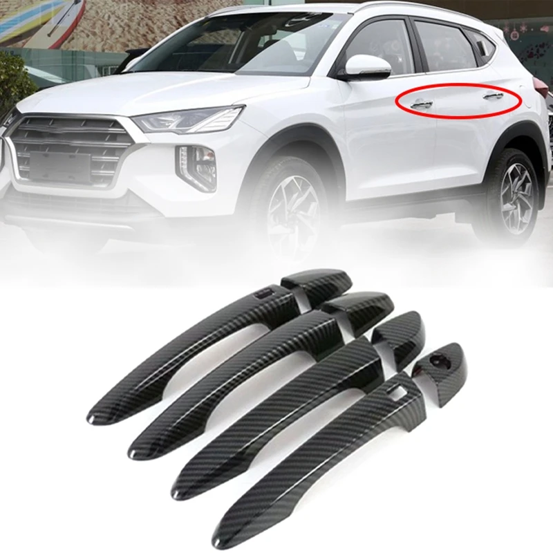 Car Door Handle Cover Trim Molding Catch Overlay Sticker Accessories For Hyundai Tucson TL 2015-2018 2019