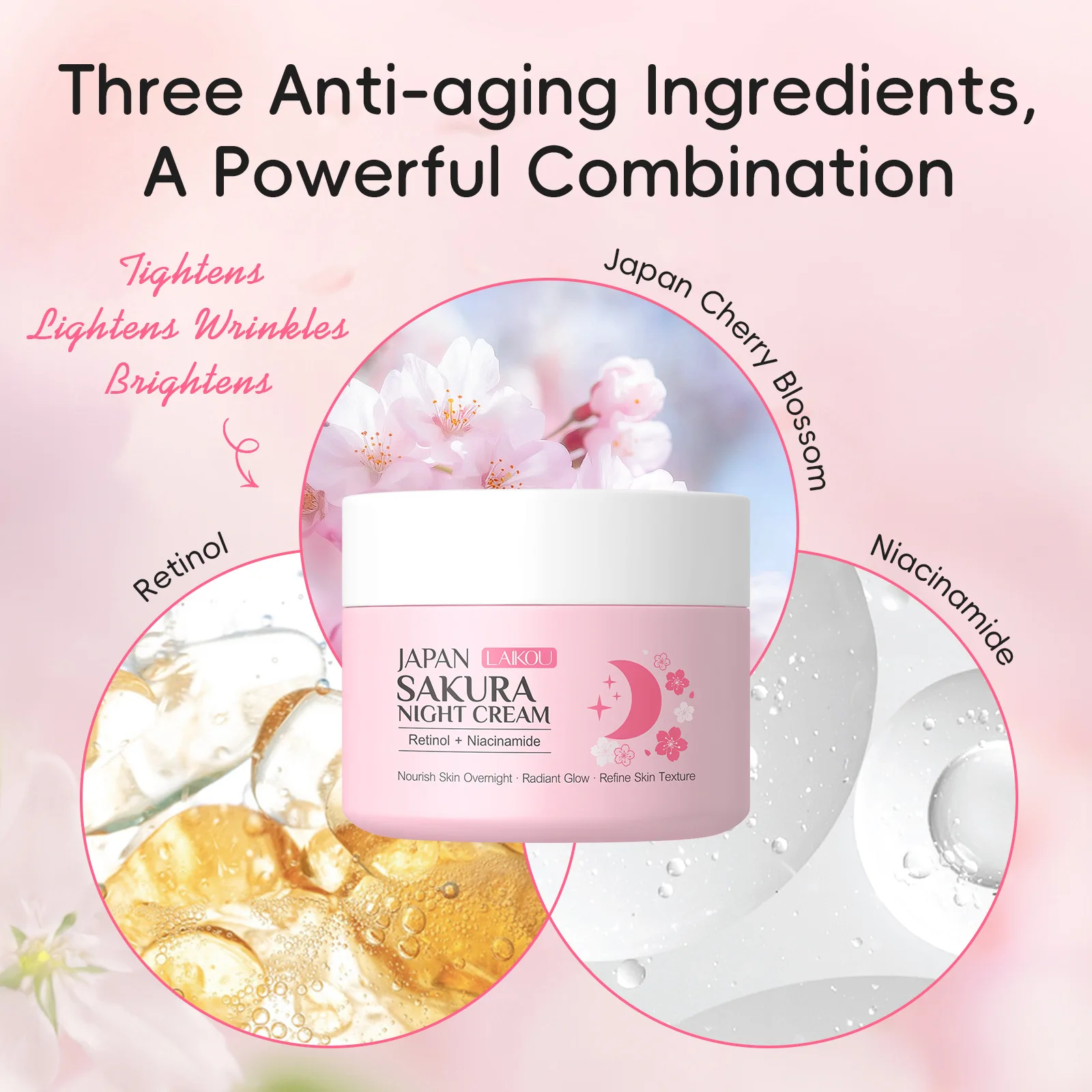 

30g Cherry Blossom Face Cream Deep Hydration Moisturizing Smoothing Night Cream Sakura Facial Essence Korean Skin Care Comestics