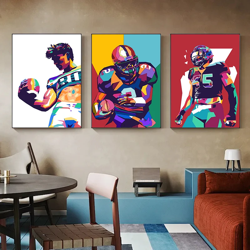 American Football Pop Painting Canvas Poster Sportsman Wall Art Pictures for Living Room Boys Bedroom Club Bar Modern Home Decor