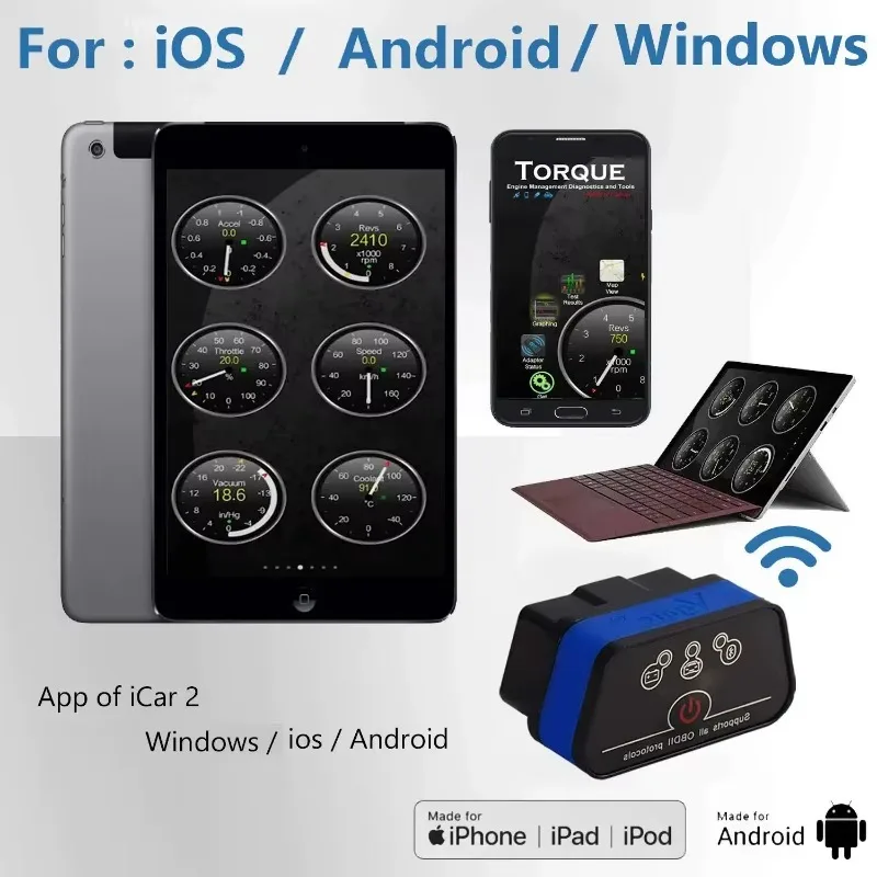

Obd2 Bluetooth WIFI Car Scanner Tool ELM327 V2.2 for IOS/Android OBD 2 OBD2 Fault Detector Auto Diagnostic Scanner PK ELM 327