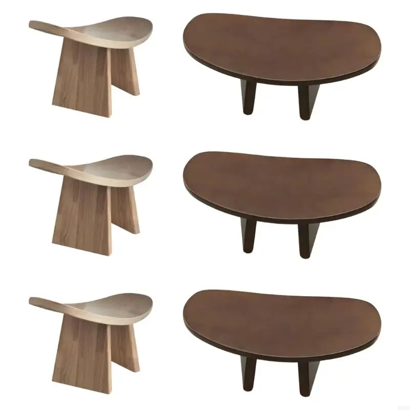 Ergonomic Reflection Stool Handcrafted for Yoga & Practice with Natural Finish & Comfortable Seating Gift B03E