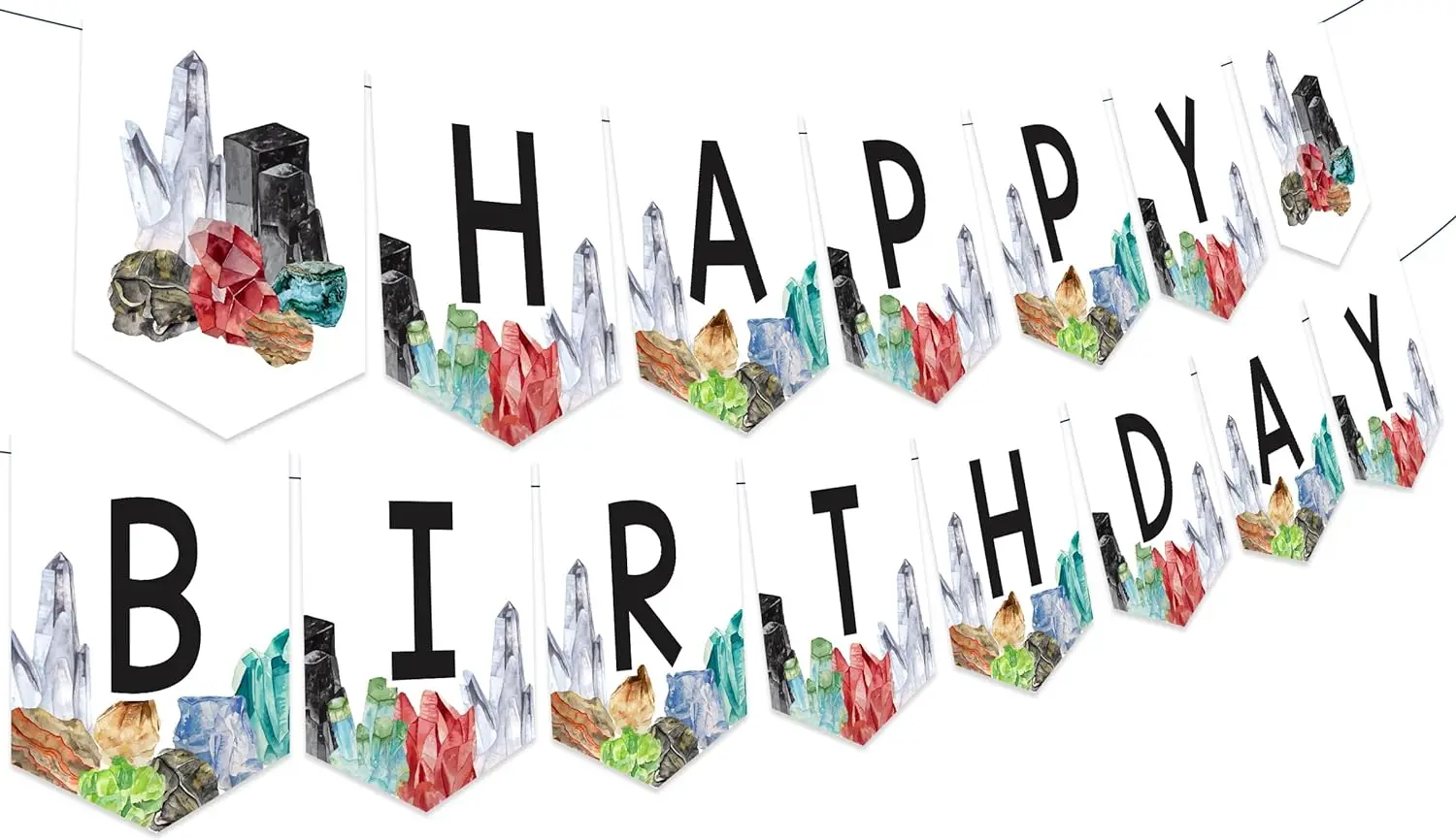 Geology Birthday Party Decor Rocks Geology Theme Happy Birthday Banner Crystal Themed Happy Birthday Banner for Boys and Girls