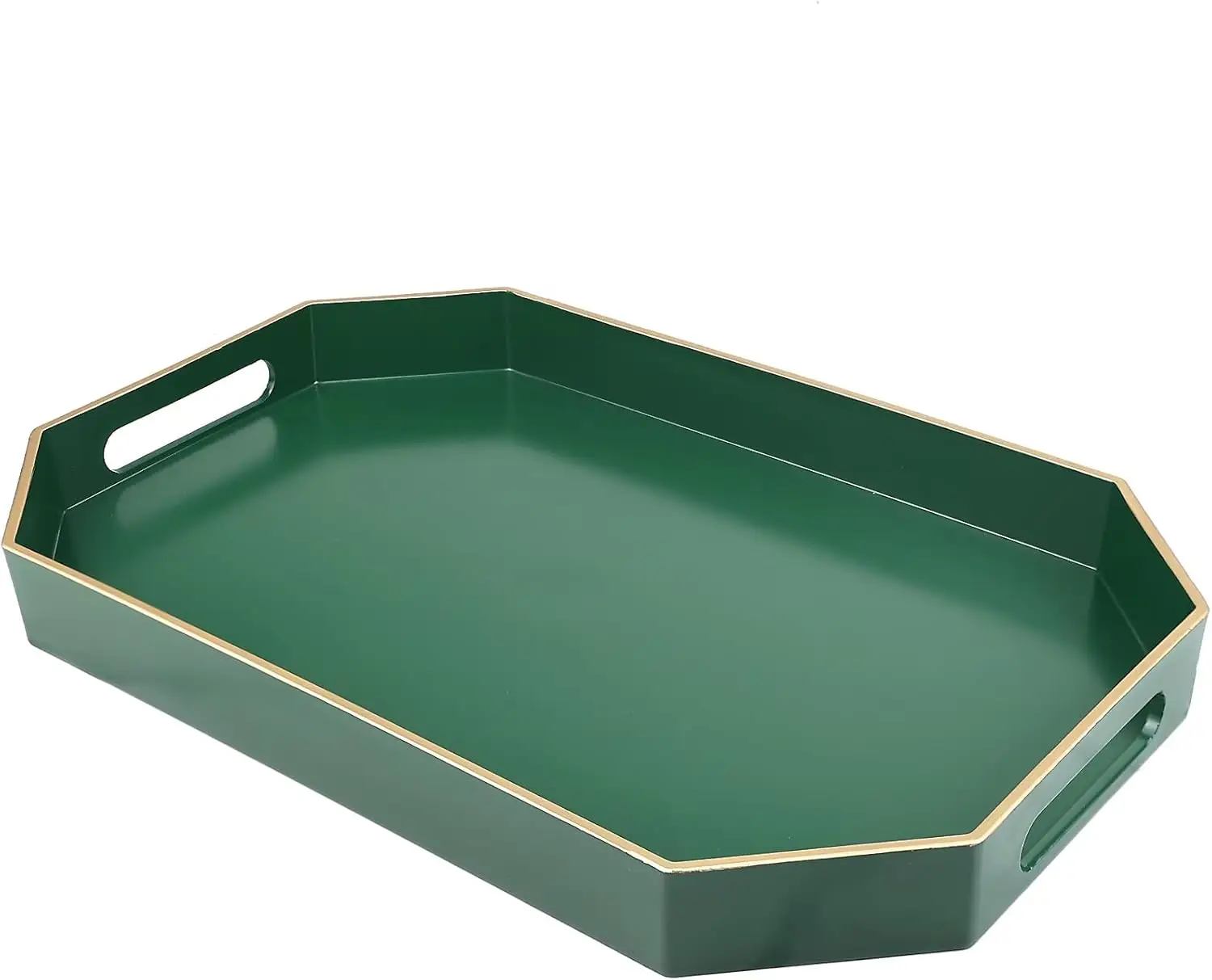 

Elegant Green Tray with Handles for Serving and Organizing, 15.7x10.2x1.57 Inches