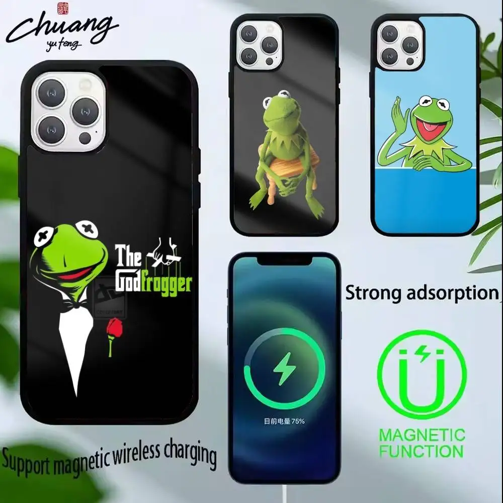 

K-Kermit the frog Phone Case For iPhone17,16,15,14,13 Plus,Pro Max Magnetic For Magsafe Wireless Charging