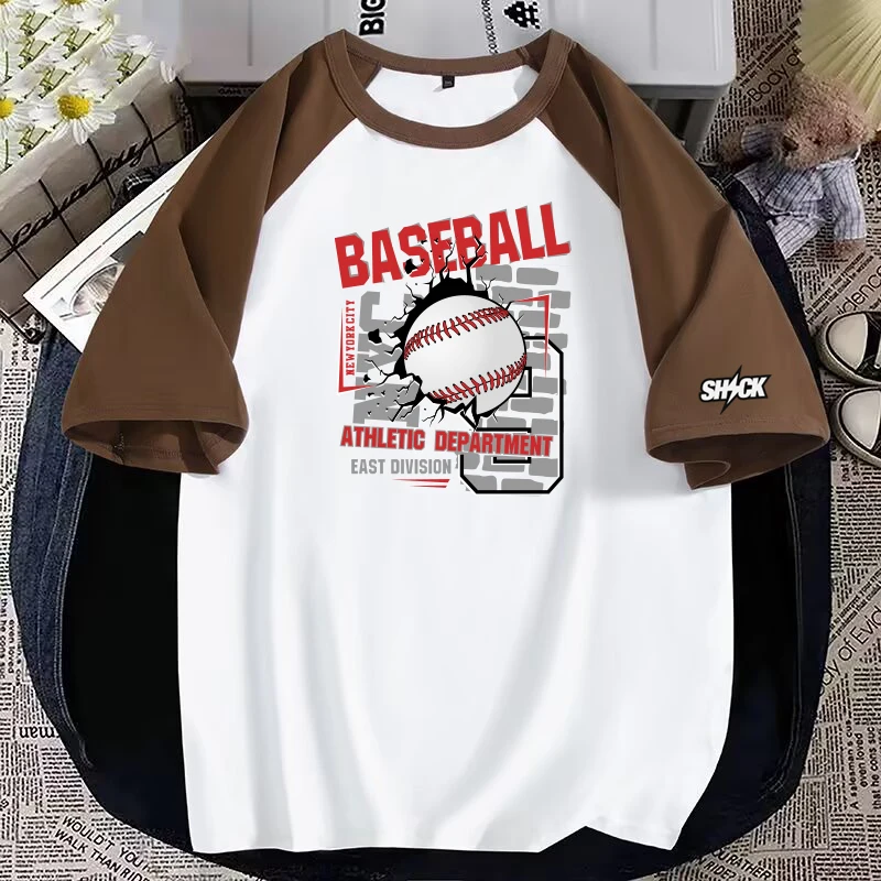 Men's Baseball Graphic T-shirt Summer Plus Color Blocked Top White Harajuku High Street Printed T-shirt My Body My Choice 2025