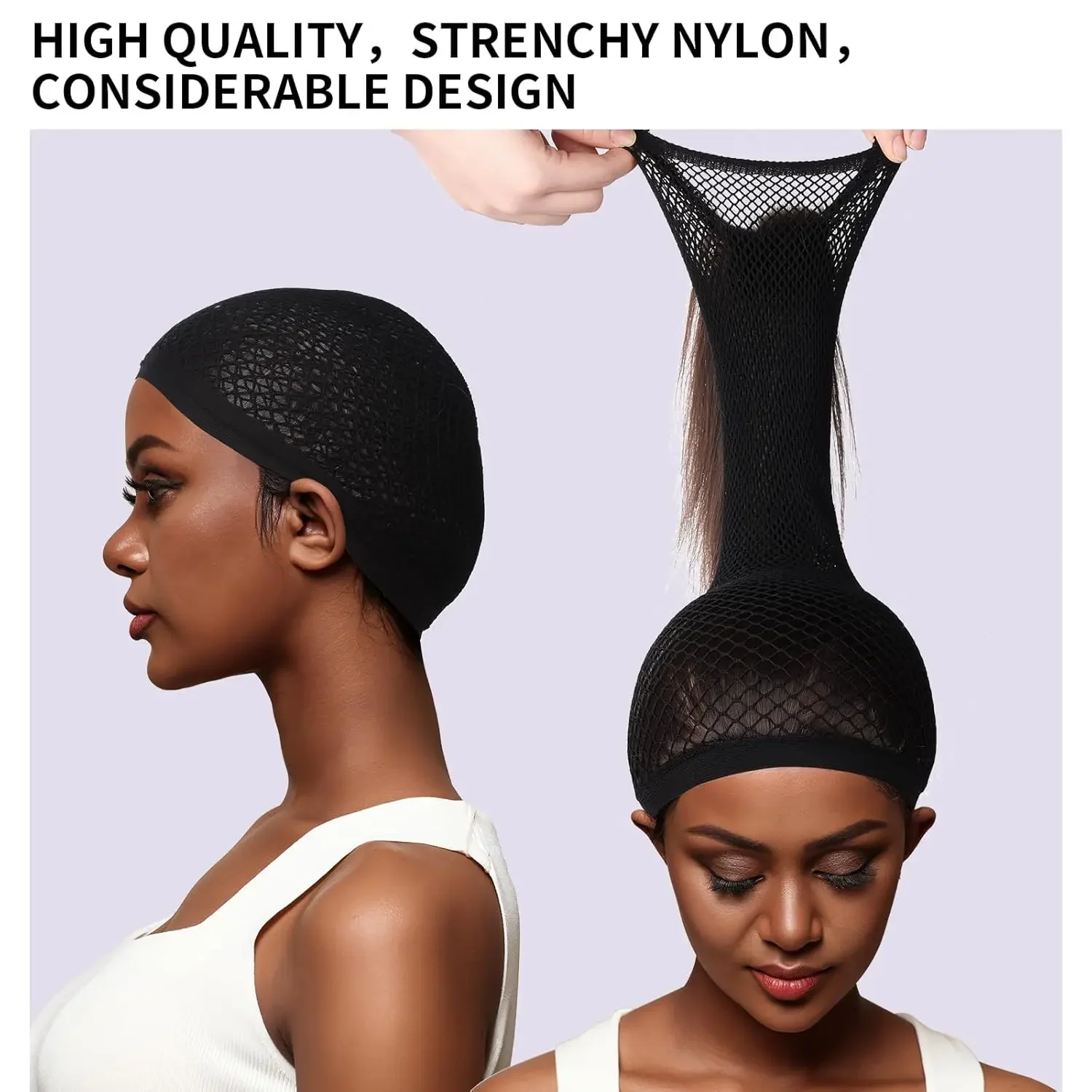 Black Skin Wig Cap, Hair Net for Wigs,Wig Caps for Women, Large Mesh Wig Cap for Long Hair,Nylon Wig Net Non Slip for Daily 2028