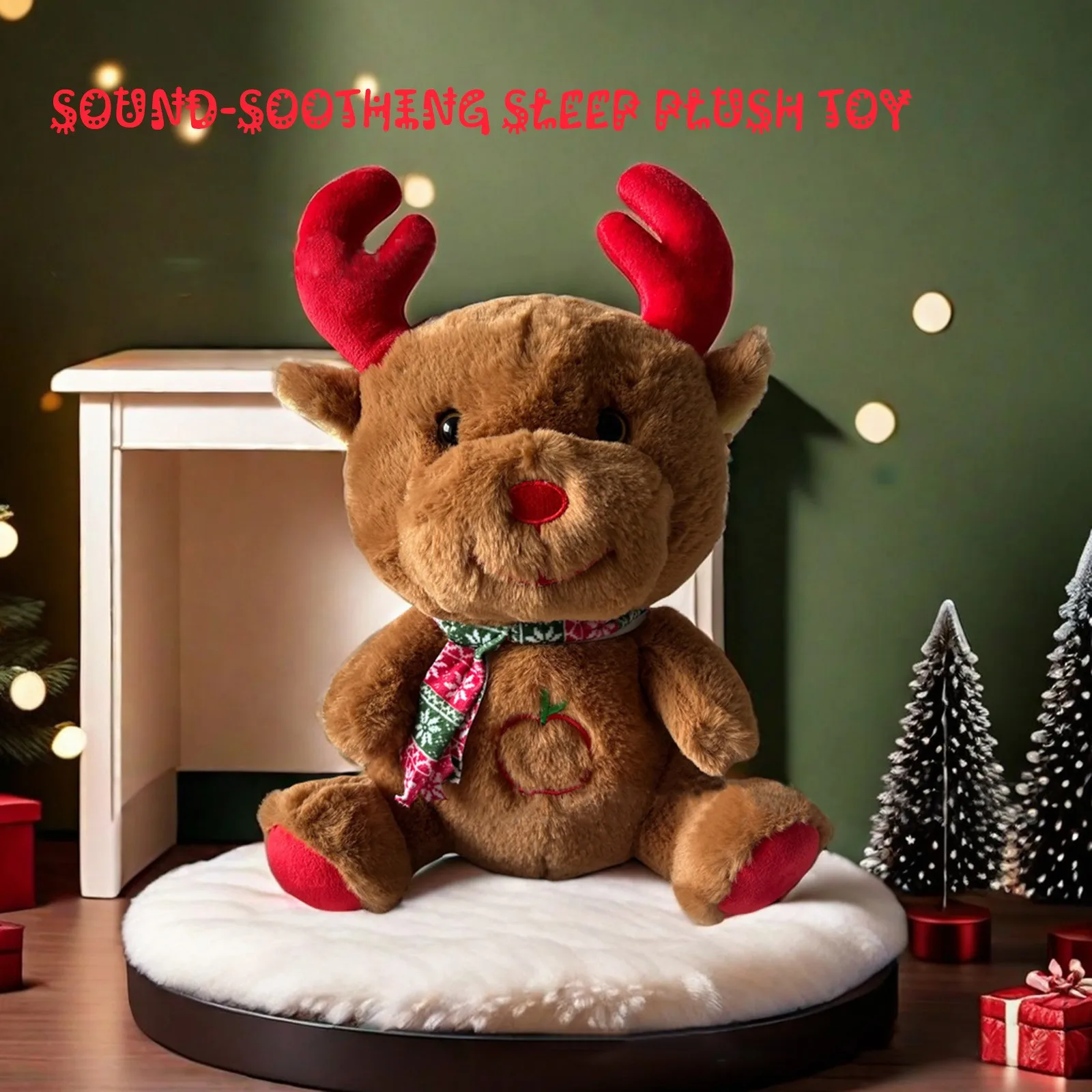 Christmas Sound Elk Soothing Sleep Plush Doll Toy Xmas Soft Material Children'S Breathing Sleep Companion Doll Gift navidad