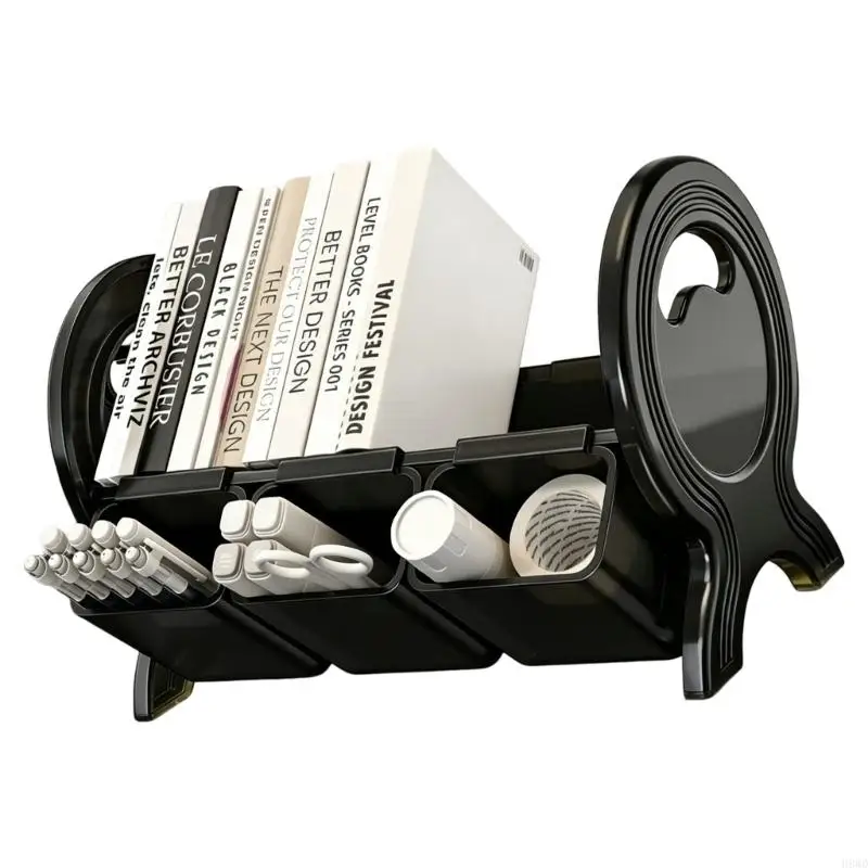 Desktop Acrylic Bookend with Pen Storage Container Multifunctional File Stand For Home Or Office Desk Management H8WD