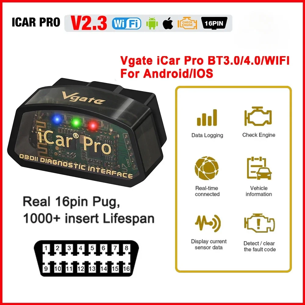 Vgate iCar Pro elm327 V2.3 ELM3217 V1.5 WIFI Bluetooth OBD 2 OBD2 Car diagnostic Tools for IOS/Android Code Reader PK WIFI V1.5