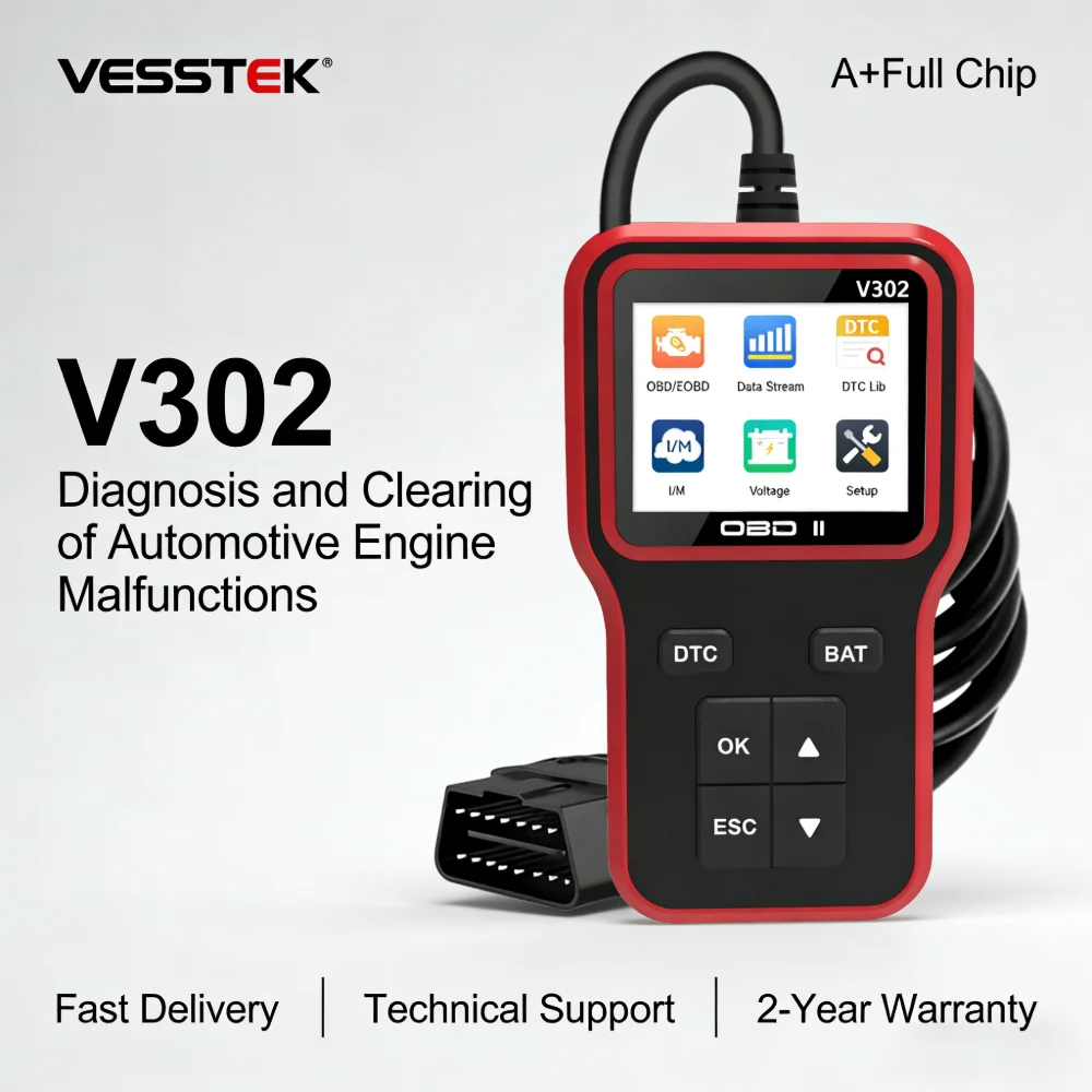 

V318/V302/V519 Auto Diagnostic Tool Scanner Automobile Battery Tester OBD2 car Clear Fault Detects Support Multiple Languages