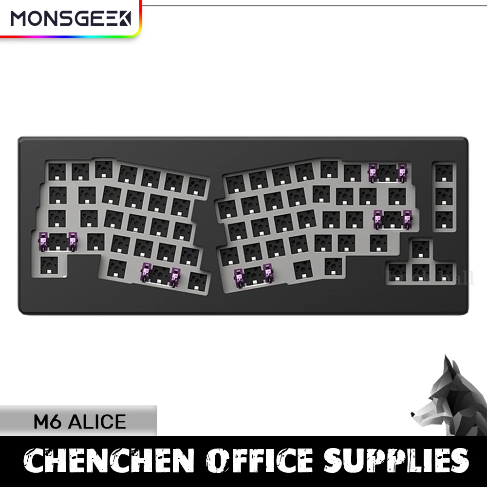 

Monsgeek M6 Alice Gaming Keyboard Kit Wired Aluminum Alloy Keyboards Rgb Hot-Swap Gasket Customize Mechanical Keyboard Kit Gift