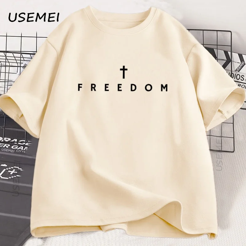Freedom T-Shirt Charlie Kirk Christian T Shirt Jesus Minimalist Christian Tees Cotton Comfortable Unisex Tee Shirt Streetwear