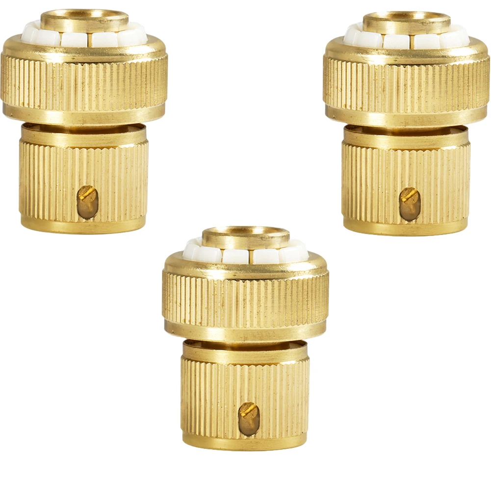Brass 6-Point Quick Connect Fitting Set of 3 Units for Garden For Irrigation Car Washing and Outdoor Water Lines