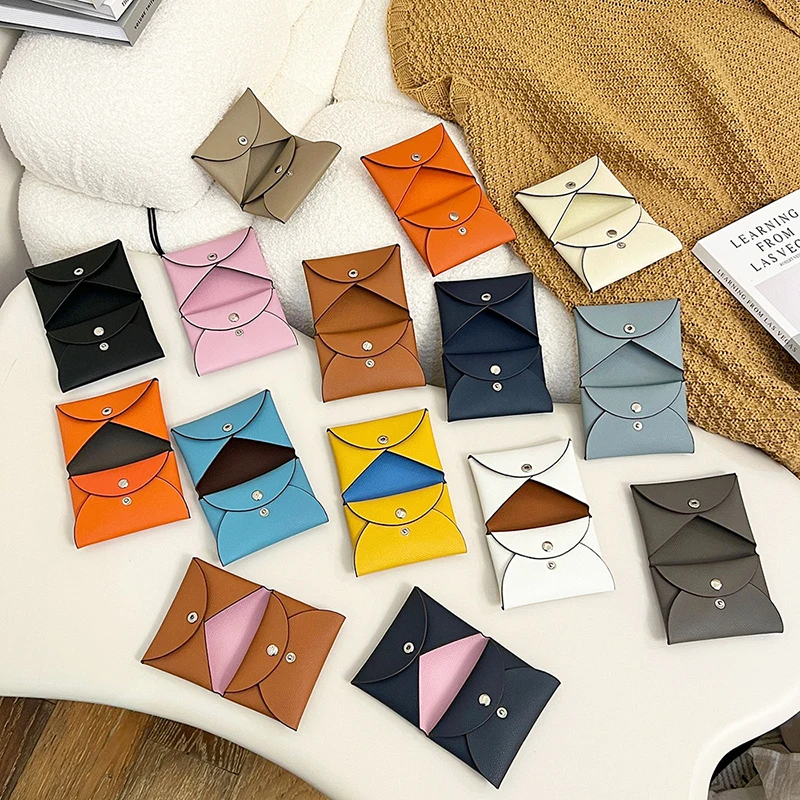 Luxury Fashion Split Leather Coin Purse Casual Woman Man Simple Card Holder Genuine Leather Lady Cute Short Wallet Dropship Gift
