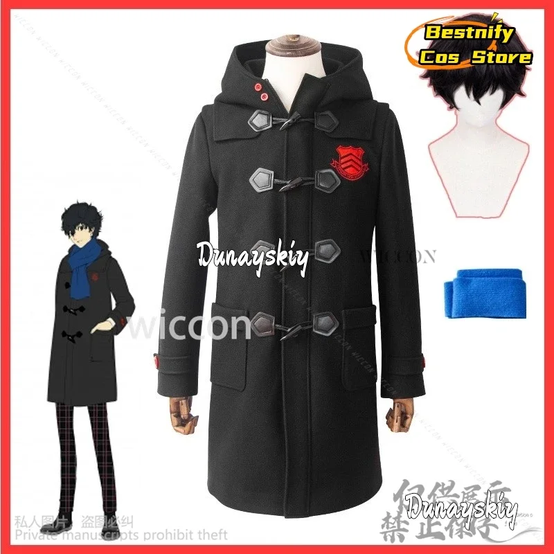 

CosplayAnime Game Personaa5 Cosplay Amamiya Ren Costume Winter Black Coat Scarf Uniform Adult Man Halloween Christmas Suit Custo