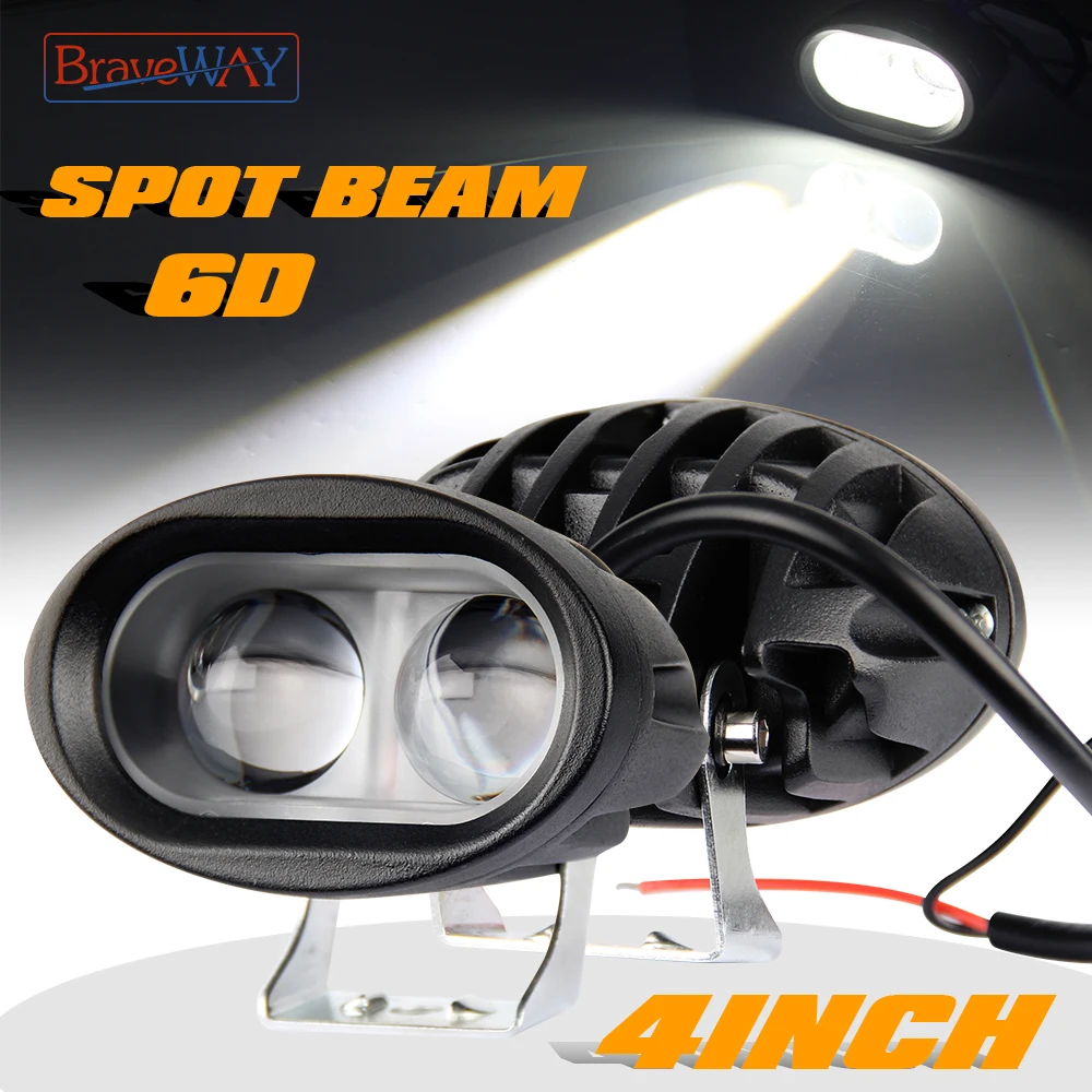 

BraveWay 4inch 6D LED Work Light Spot Flood Beam for Car Motorcycle Truck Tractor SUV ATV Off-Road Headlight 12V 24V Fog Light