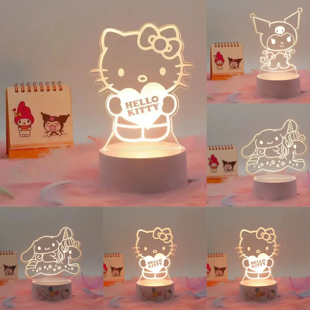 

Sanrio Kuromi Anime Figures Toys Lamp Cinnamoroll Night Light Kawaii Room Decor Valentine’s Gift Grils Birthday Gifts