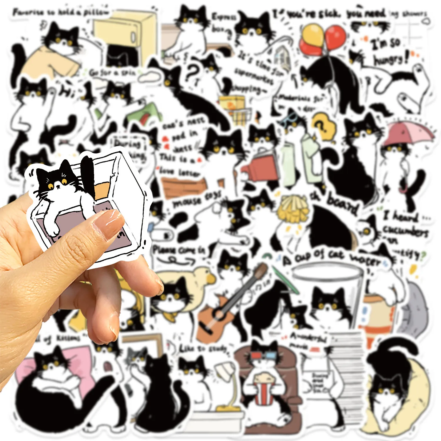 50pcs Cow Cat Stickers suitablefor Notebook computer Luggage  Refrigerator skate boards phone cases sticker