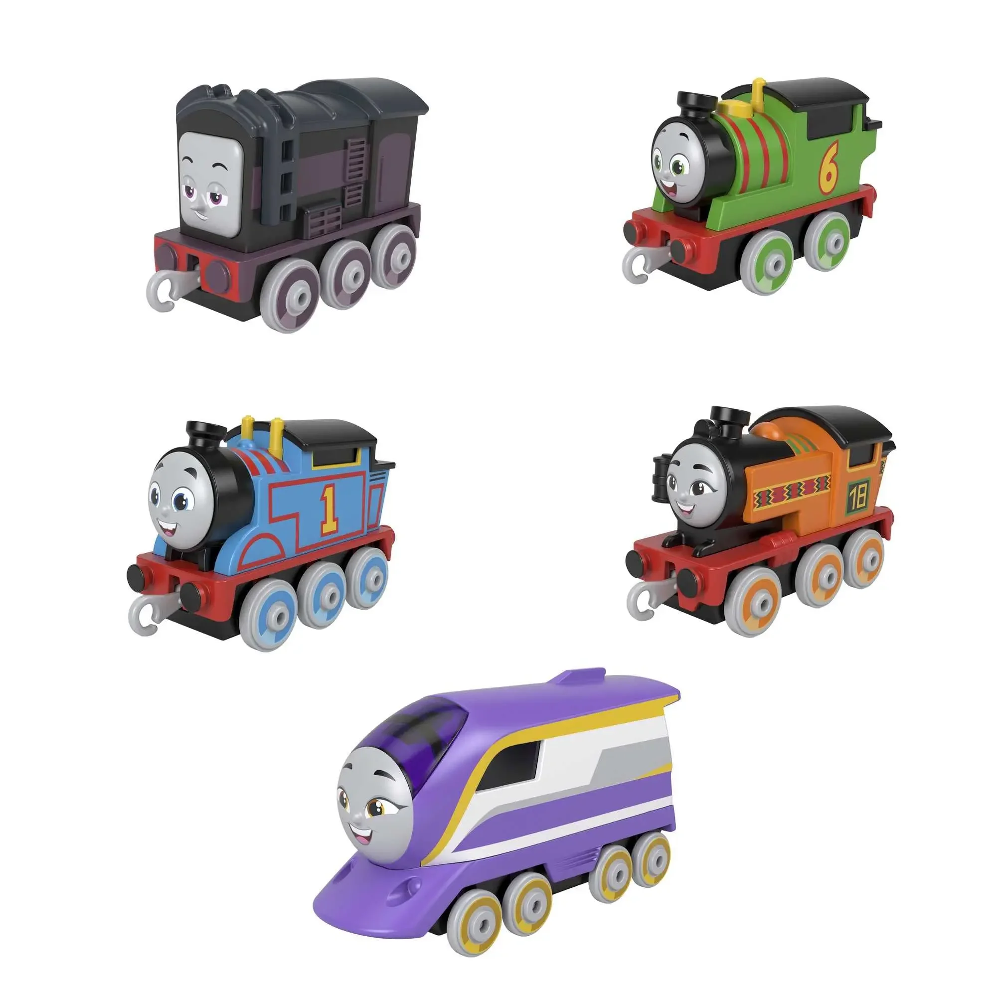 Thomas & Friends petualangan mesin paket 5 Push-follow mesin logam Kereta Percy Kana Nia dan Diesel Alloy kereta Playset untuk anak-anak