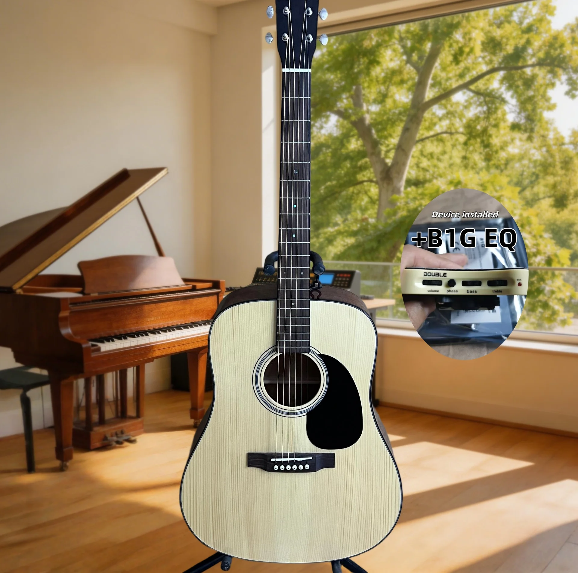 

Pickup Included Natural Finish D18 Picea Solid Top Acoustic Guitar High Quality Abalone Shell Inlaid Rich Mellow Free Delivery