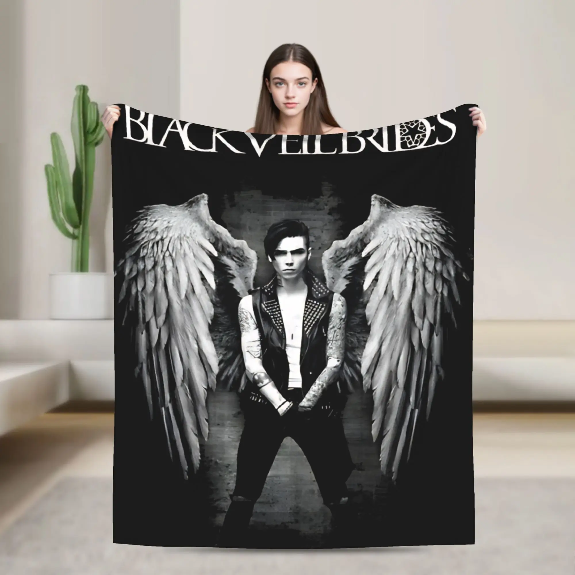 BLACK VEIL BRIDES BAND Flannel Blanket Winter  Soft Warm Throw Blanket for Kids Home Decor Pattern Bedspread Sofa Bed Cover