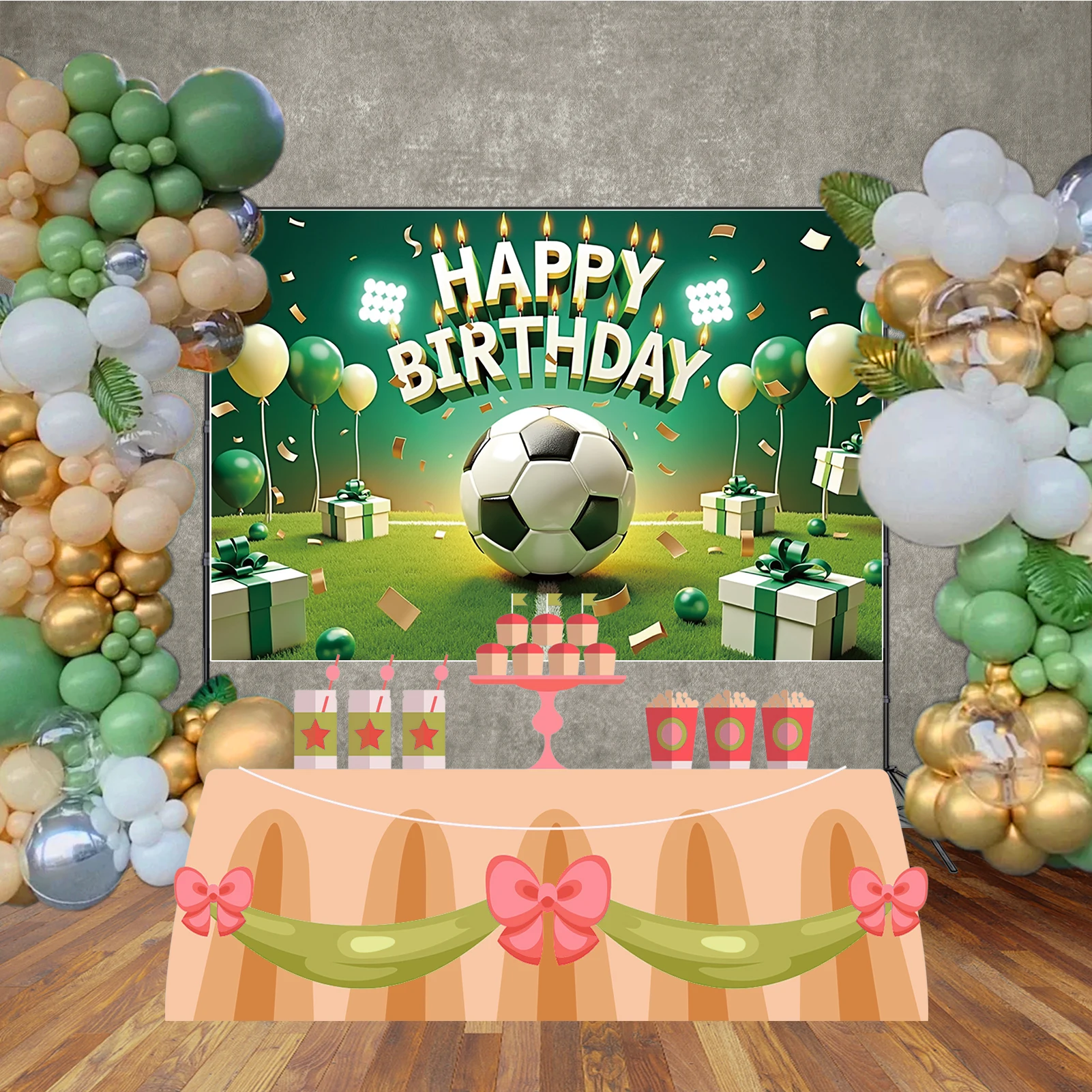 ดวงจันทร์. QG Happy Boy Birthday Party ตกแต่งการถ่ายภาพฉากหลังสีเขียวฟุตบอลฟุตบอลพื้นหลังเด็กทารก Photo Studio