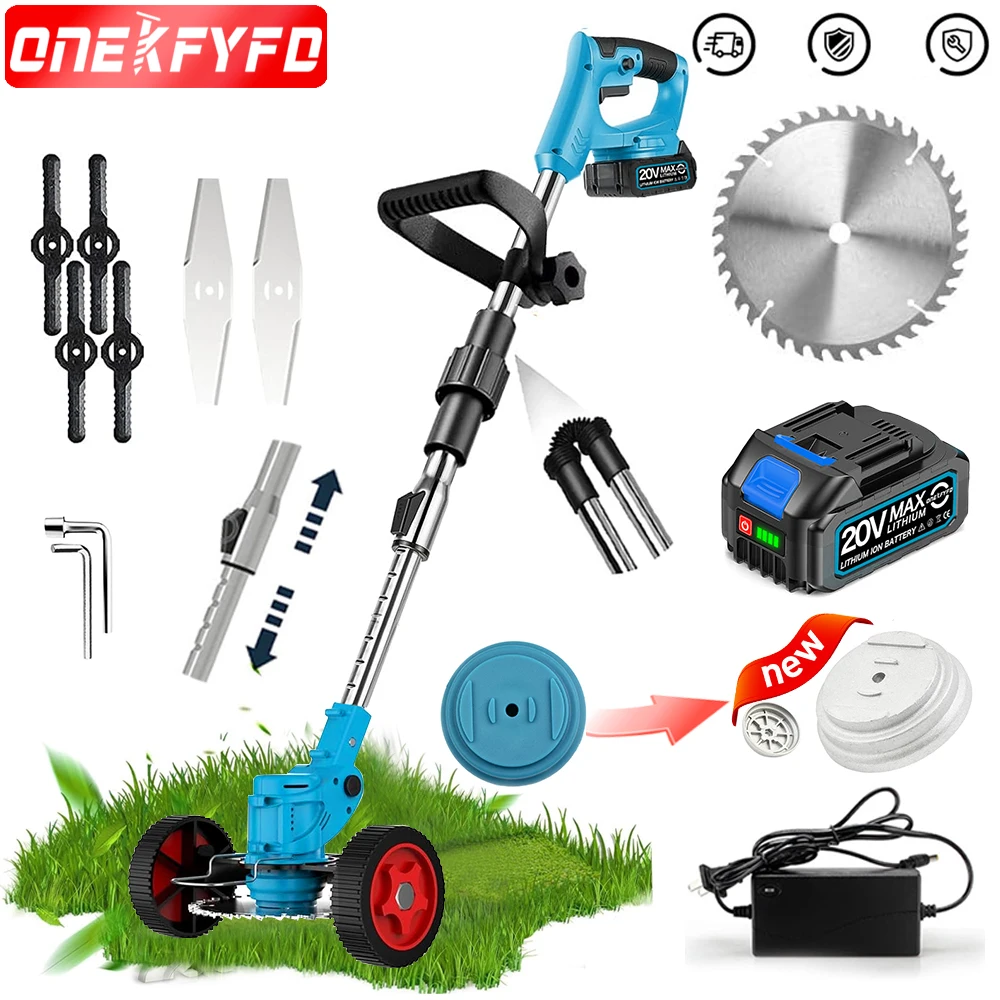 

21V Electric Lawn Mower Cordless Grass Trimmer Length Adjustable Cutter Household Garden Tools Compatible Makita 18V Battery