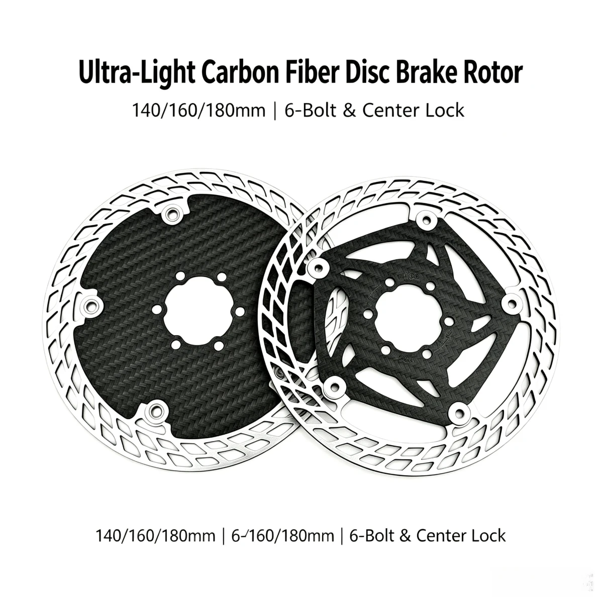 AliExpress NONE Ultra Light Carbon Fiber Bicycle Disc Brake Rotor 140mm 160mm 180mm 6-Bolt Center Lock Floating Brake Disc Stainless Steel Heat