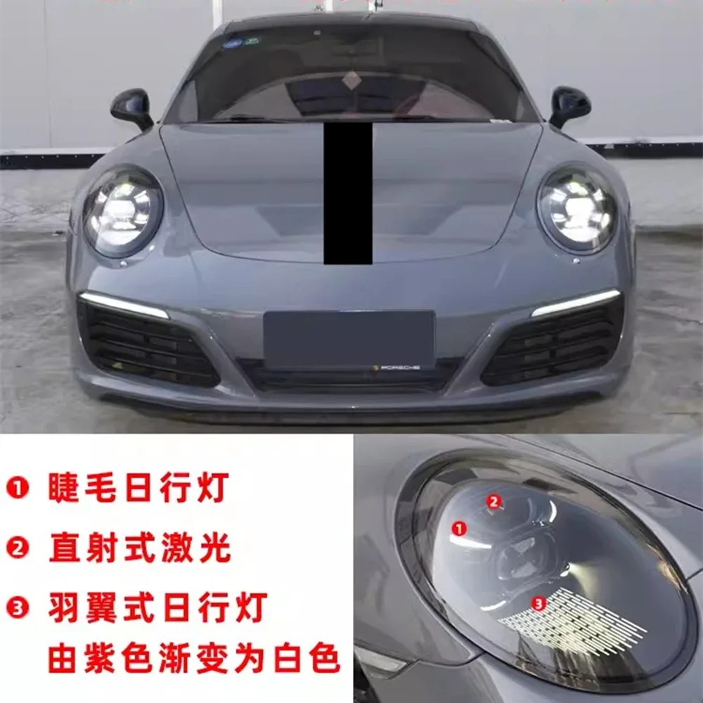 Car full Led front lamp Assembly for 12-18 Porsche 991 modified 992 laser headlight DRL daytime running light