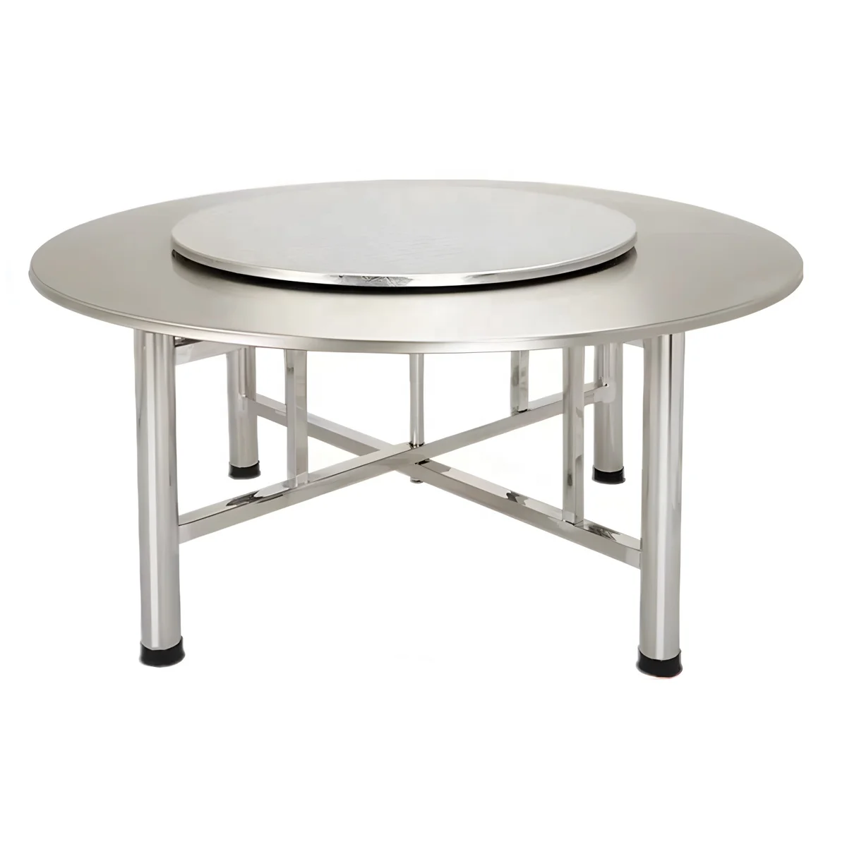 Detachable Metal Stainless Steel Rotatable Eating Dining Tables for Garden Patio Camping Beach Wedding Party Event Banquet Use