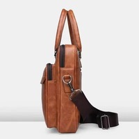 Shoulder Bag PU Leather Large Capacity Portable Casual and Waterproof Crossbody Document Bag for Men Briefcase Laptop Bag