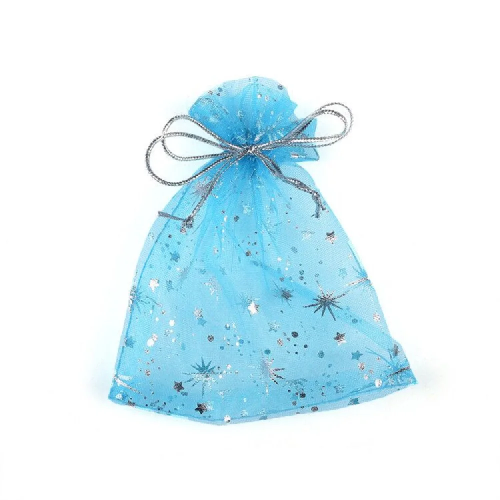 LUBINGSHINE 50pcs/lot Organza Gift Bags Strap Drawstring Candy Pouches Wholesale Jewellery Packaging With Star 9*12 cm