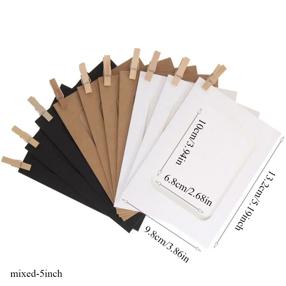10pcs DIY Kraft Paper Picture Frames with Clips