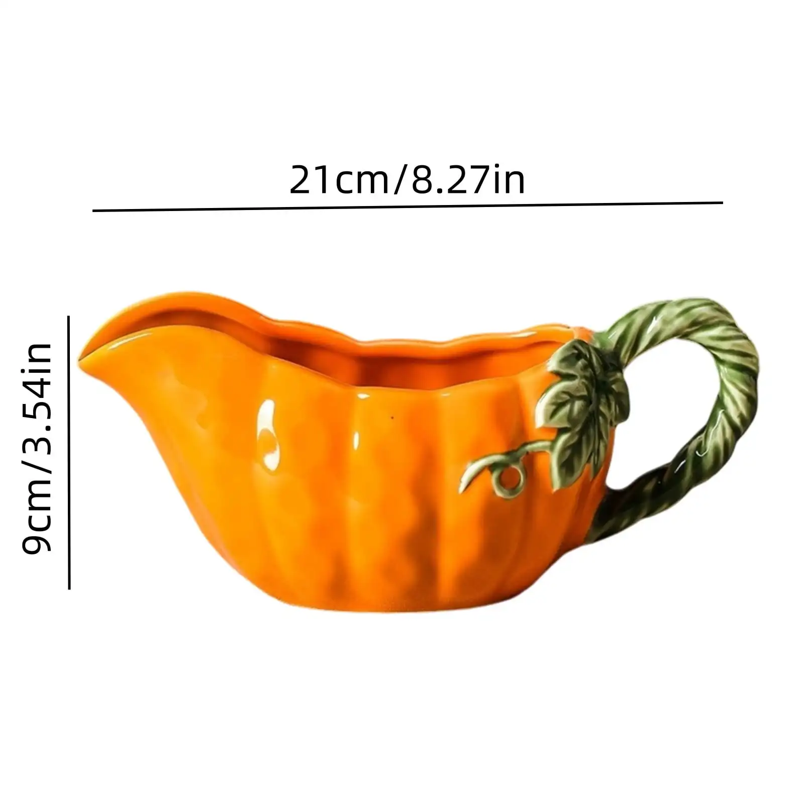 Halloween Ceramic Pumpkin Saucy Glass Gravy Dish with Handle Gravy Sauce Boat for Dining Holiday Meals & Parties Gift